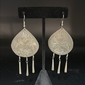Elegant Silvertone Dangle Earrings